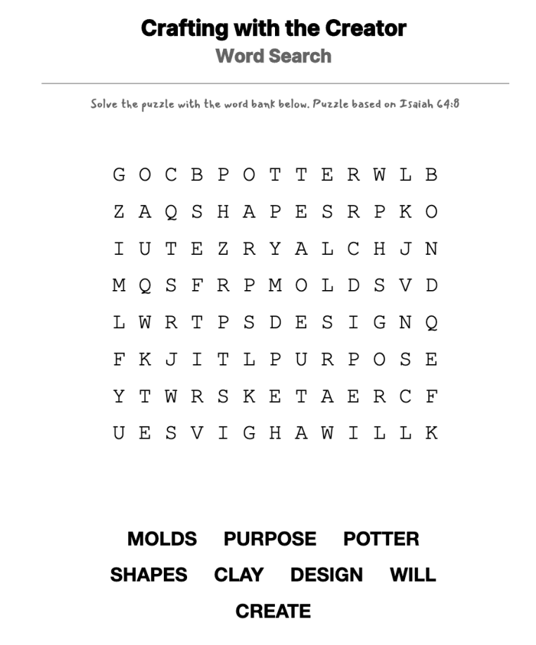 The Potter and the Clay word-search